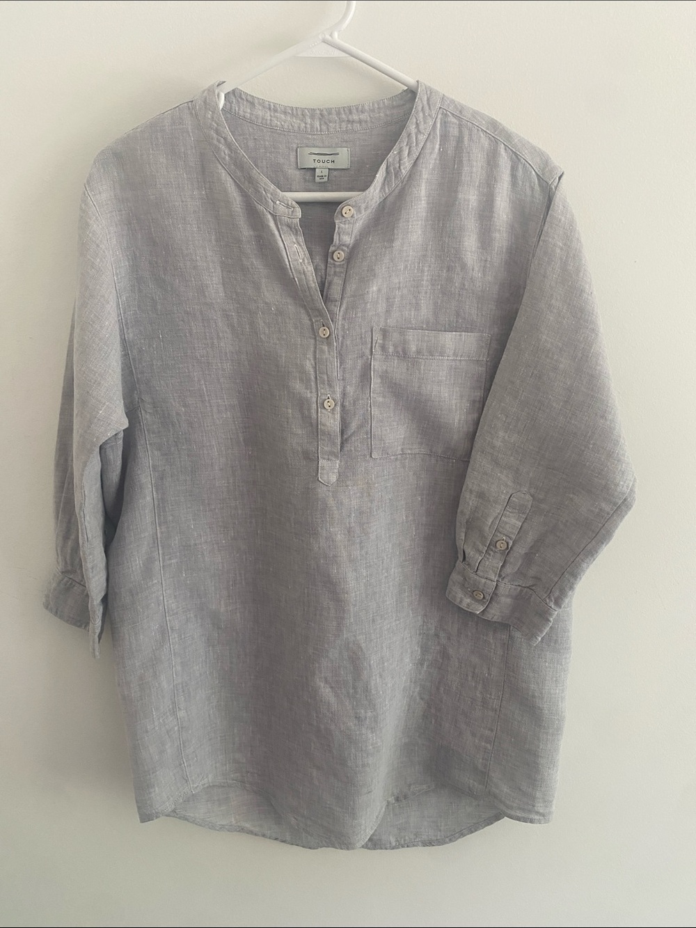 Touch Linen USA Made Popover Neutral Minimalist Dove Gray LARGE